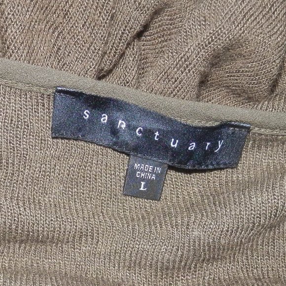 Sanctuary Sweater Pullover Large Green Split Neck Long Lightweight Silky Hem - Picture 4 of 4